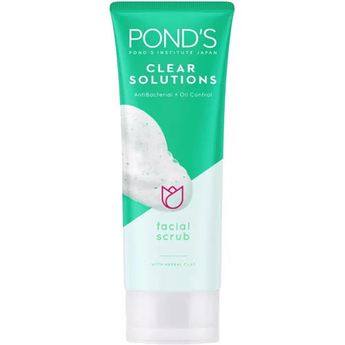 Pond's - Facial Scrub - Clear Solutions - AntiBacterial + Oil Control with Herbal Clay  - 100 G