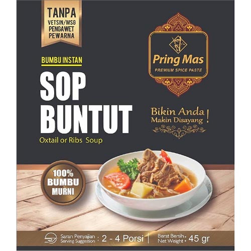 Pring Mas - Premium Spice Paste - Sop Buntut - Oxtail or Ribs Soup - Instant Seasoning - 45 G