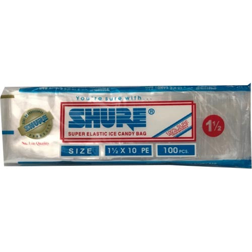 Shure - Super Elastic Ice Candy Bag / Wrapper - Size 1-1/2 X 10 - 100 Pieces - 60 G