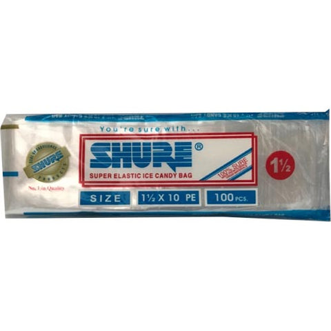 Shure - Super Elastic Ice Candy Bag / Wrapper - Size 1-1/2 X 10 - 100 Pieces - 60 G