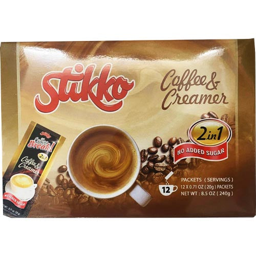 Stikko - 2 in 1 Coffee and Creamer (No Added Sugar) -12 Packets - 240 G