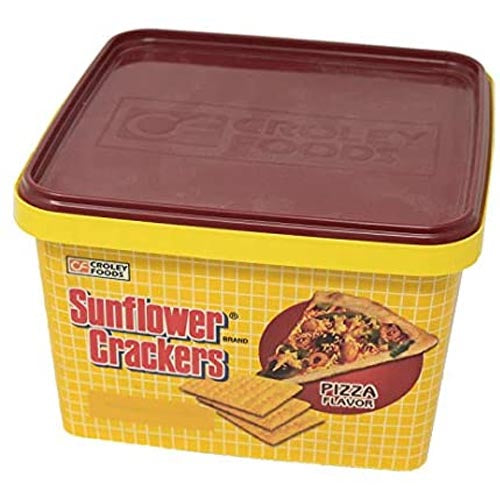 Sunflower Crackers - Pizza Flavor in Plastic Can - 650 G