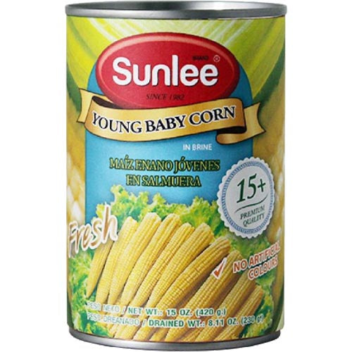 Sunlee - Young Baby Corn in Brine - 15 OZ