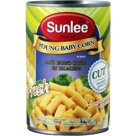 Sunlee - Young Baby Corn in Brine - CUT - 15 OZ