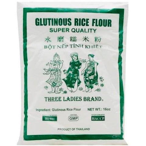 Three Ladies Brand - Glutinous Rice Flour ( GREEN) - Super Quality - 16 OZ
