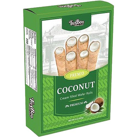 TresBon - Premio - Coconut Cream Filled Wafer Rolls - Premium - 120 G