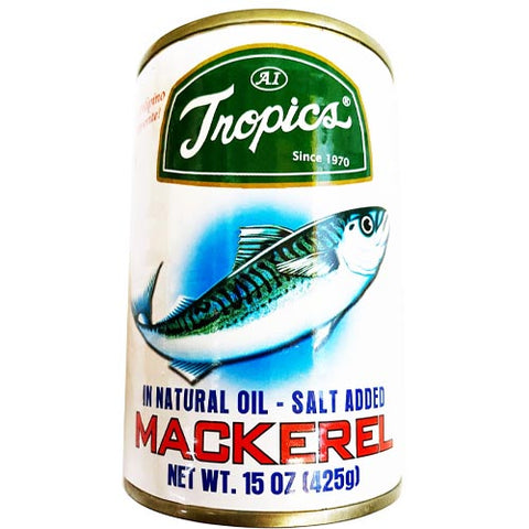 Tropics - Mackerel in Natural Oil - Salt Added - 15 OZ