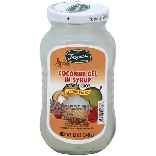 Tropics - Nata De Coco - Lychee Flavor - Coconut Gel in Syrup - 12 OZ