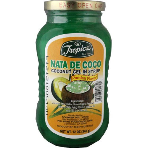 Tropics - Nata De Coco - Pandan Flavor - Coconut Gel in Syrup - 12 OZ