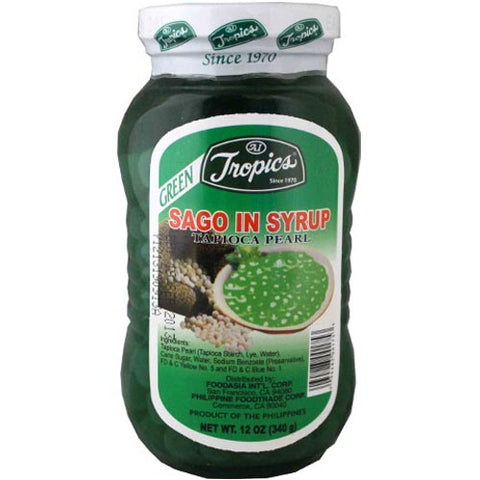 Tropics - Sago in Syrup Green Tapioca Pearl - 12 OZ