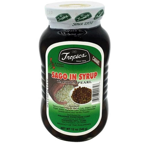 Tropics - Sago in Syrup Tapioca Pearl - Caramel - 12 OZ