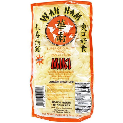 Wah Nam - Fresh Miki- Superior Quality Pancit - Cooked Chinese Noodles- Ready for Stir Fry -14 OZ