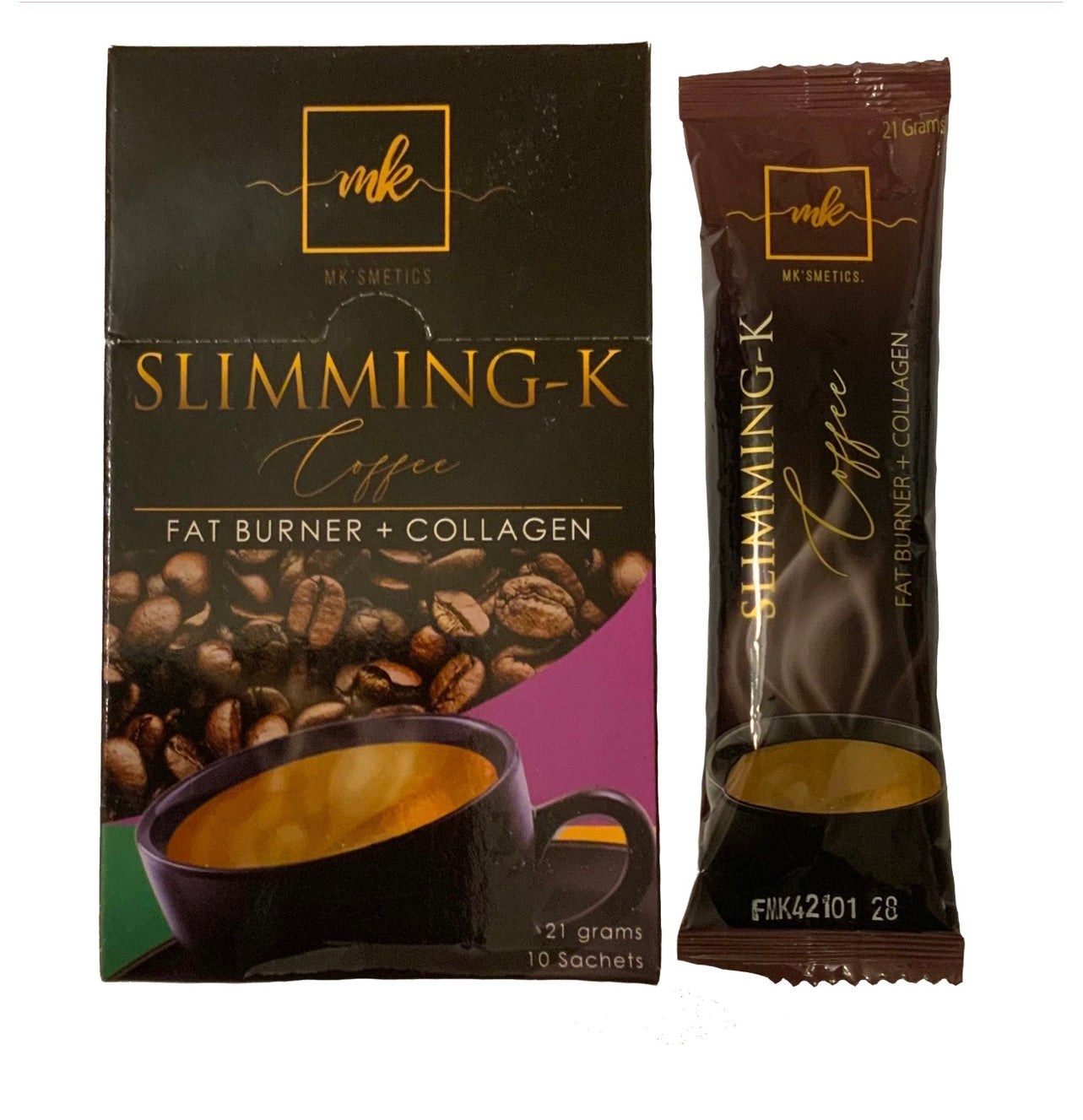 MK'SMETICS - Slimming K - Coffee Fat Burner + Collagen - 10 Sachets - 210 G