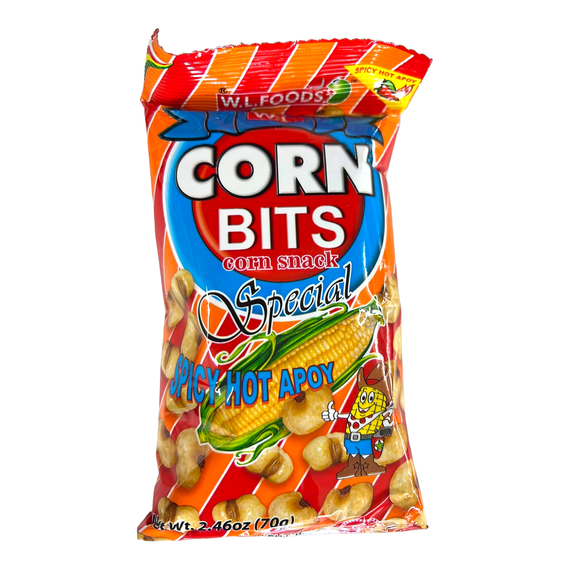 W.L. Foods - Corn Bits - Corn Snack Special - Spicy Hot Apoy - 70g