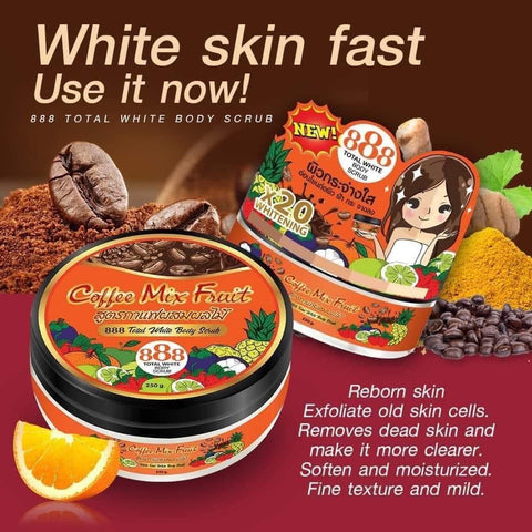 888 Total White Body Scrub - Coffee Mix Fruit 250g