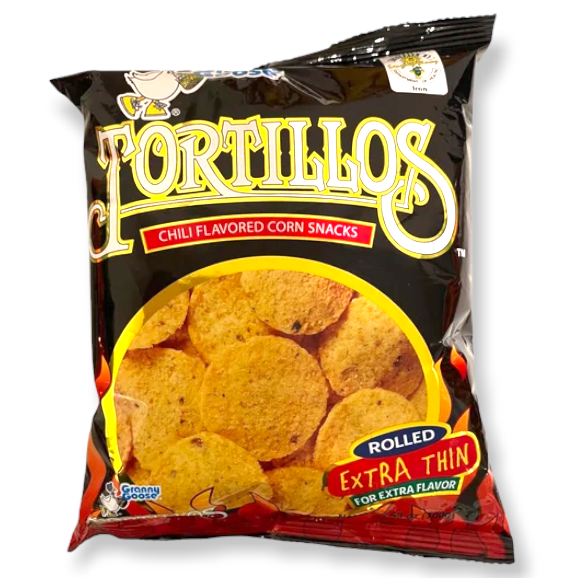 Granny Goose Tortillos - Chili Flavored Corn Snacks - BLACK