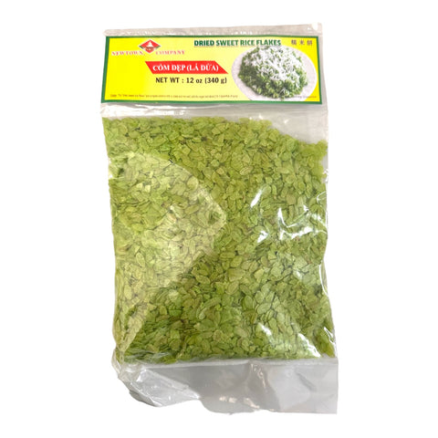 Sweet Rice Flat Green rice Flakes - Com Dep (La Dua) - 10 OZ