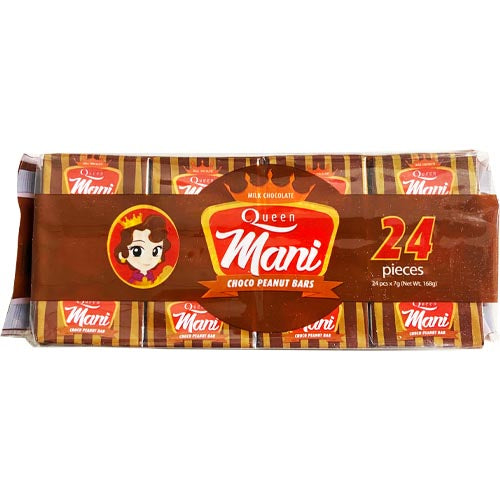 Queen Mani - Milk Chocolate - Choco Peanut Bars - Choc Nut - 24 Pieces